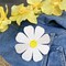 4" White Daisy Flower with Yellow Pistil, Embroidered, Iron on Patch